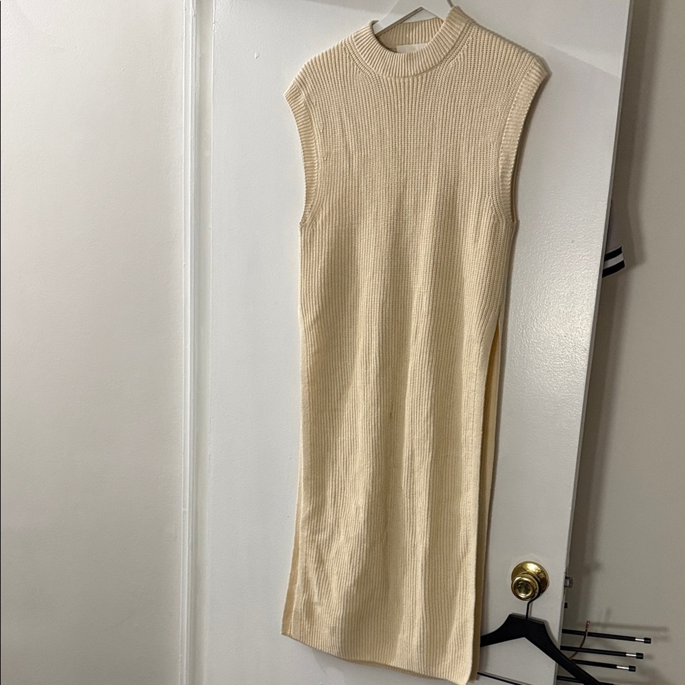 H&M Sleeveless Ribbed Midi Cover Up/Dress in Light Beige